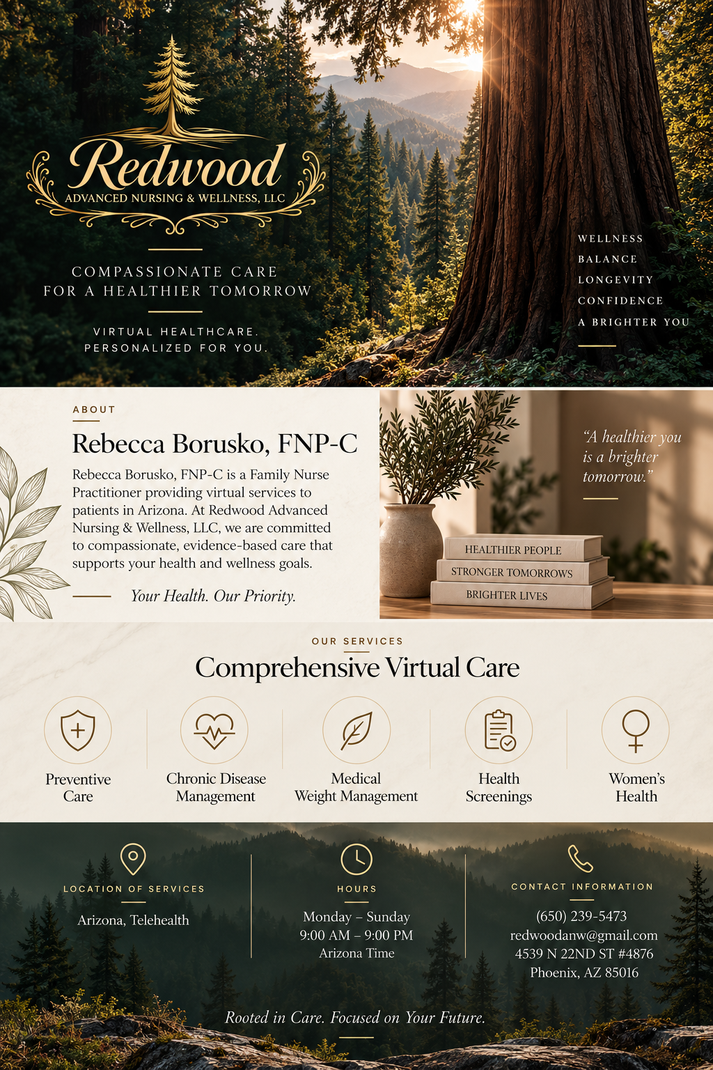 Redwood Advanced Nursing & Wellness landing page
